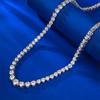 Nuevo collar de plata S925 de Mujing Jewelry, elegante collar de moda europea y americana con forma de gota de agua y diamantes redondos, collar lleno de diamantes.
