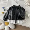 Moda Nueva y Fashionable para Niñas Primavera y Otoño 2026 Chaqueta de Cuero Casual Estilo Coreano para Niña Pequeña Ropa de Abrigo de Otoño para Bebé Tendencia