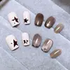 10 Piezas de Uñas Manicura Estrella Maillard Codificadas, Parches Blanqueadores Simples para Uñas, Uñas Portátiles Hechas a Mano Ojo de Gato
