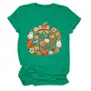 Amazon eBay sitio independiente moda personalizada mujer cuadros estampado leopardo lazo calabaza cuello redondo manga corta camiseta