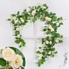 Enredadera de Rosas Artificiales Colgante de Pared Flor Artificial Decoración Artificial de Pared Planta de Orquídea Colgante Cesta Colgante Enredadera Artificial
