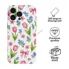 Capa de celular floral com laço de tulipa em fundo branco, adequada para iPhone 17/16 Pro, capa protetora tipo película ultrafina
