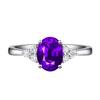 Anel Princesa Europeu e Americano Clássico Formato de Ovo Diamante Oval Diamante Pedra Colorida Anel de Diamante Roxo Anel de Esmeralda Anel de Casamento com Pedra Azul