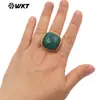 WT-R517 Anillo Abierto Cuadrilátero Vintage Clásico de Piedra Natural de Colores Chapado en Oro de 18k para Joyería de Hombres y Mujeres