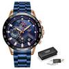Reloj de cuarzo para hombre de negocios LIGE/LIGE transfronterizo de tres ojos y seis agujas multifunción resistente al agua Cronógrafo