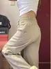 Calça jeans cáqui pequena feminina 2025 New Arc Cropped Calça larga Calça reta alta