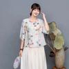Traje Hanfu 2024 Verano Nuevo Algodón y Lino Estampado Hanfu Mejorado Artístico Retro Casual Suelto Traje de Falda