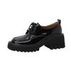 Zapatos de cuero básicos, combinables, de tacón bajo, punta redonda, suela gruesa y tiras cruzadas para mujer, primavera 2022