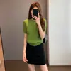 Estilo suave cliente suministrado top de punto de algodón con textura de trenza tridimensional, seco y transpirable, cuello redondo, mangas tres cuartos, J0827Z