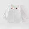 Roupa Base para Bebê para Primavera e Outono Unissex Camisa de Algodão Puro para Bebê Top Camiseta Roupas Primavera e Outono Camisa Branca Roupa de Exterior