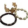 Set vintage de pulseras apilables doradas para mujer, estilo bohemio vacacional, pulseras de declaración de nicho, joyería exagerada