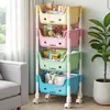 Estante de Almacenamiento Versátil con Ruedas, Carrito de Piso Multicapa, Estante Giratorio de Almacenamiento Macaron, Carrito de Snacks con Polea para Niños