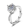 Anillo de oro blanco de imitación de moissanita con ocho corazones y ocho flechas para mujer, anillo de bodas sencillo de seis garras de 1 quilate con diamantes, venta caliente en vivo