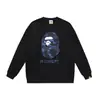 Moletom Bape com estampa de cabeça de macaco, marca moderna, gola redonda, manga longa, algodão, corte solto, para outono e inverno, peça de vestuário externa