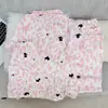 Conjunto de Pijama de Tres Piezas de Algodón Nube para Mujer para Primavera y Verano, con Cuello de Solapa, Cárdigan de Manga Corta, Shorts y Pantalones Largos, Conjunto Casual de Ropa para el Hogar para Niñas
