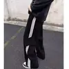 Jeans de Pierna Recta con Tres Barras para Hombre Casual Simple Versátil para el Trabajo Caída Suelta Pierna Ancha Caída Cordón Pantalones Largos