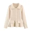 Cardigã de Malha Gola Alta Manga Longa Dupla Face Outono Inverno Nova Moda Cintura Marcada Slim Fit Jaqueta Suéter para Mulheres