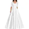 Vestido de Noche Formal Europeo y Americano Comercio Exterior Vestido Largo Formal de Noche Aplique de Encaje Vestido de Graduación Manga Corta Vestido para Madrina de Boda Mujer