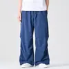 Outono/Inverno 2026 Novo Estilo Japonês Tamanho Grande Calça Casual de Veludo de Perna Reta Calça de Perna Larga Tendência Retro Masculina Estilo Chinês