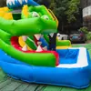 Resbaladilla Inflable Acuática para Exteriores, Resbaladilla Temática de Cocodrilo con Piscina, Equipo de Juego Acuático para Niños