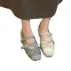 2026 Estilo Dulce Puntera Cuadrada Moño Aumentadores de Altura Zapatos Planos de Ballet Lunares Correa Cruzada Mary Janes Nueva Colección de Otoño