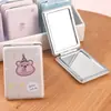 Mini espejo cosmético portátil para mujer, pequeño, bonito, portátil, plegable, para dormitorio de estudiantes, espejo de mano de doble cara