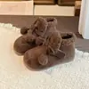 Botas Suaves y Lindas de Peluche con Lazo para Niños Cálidas 2026 Otoño/Invierno Nuevos Zapatos de Algodón Versátiles Cómodos para el Hogar
