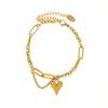 Collar con Borla de Amor Transfronterizo Europeo y Americano Conjunto de Piezas Estilo Ins Joyería Acero de Titanio Oro de 18K Conjunto de Collar y Pulsera de Amor