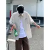 Camisa de Manga Corta a Rayas para Hombre, Estilo de Marca Trendy de Verano, Atractiva Camisa de Media Manga Estilo Cityboy Japonés, Retro