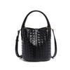 Bolso Tejido Hecho a Mano Nuevo de Fábrica Bolso Cubo de Color Sólido de Moda Versátil Bolso Cruzado de Hombro Casual para Mujer