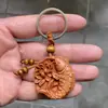 Chaveiro de imitação de madeira de pêssego pingente de bolsa de madeira esculpida barraca pequena mercadoria chave de carro pendurado atacado uma geração de cabelo