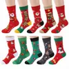 Calcetines de Algodón Navideños para Ventas Transfronterizas de Amazon, Talla Grande Unisex para Pareja, Calcetines Navideños de Tubo Alto, Calcetines Navideños Largos con Graffiti de Moda
