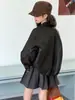 Chaqueta de Cuero para Niñas 2026 Otoño Nuevo Estilo, Chaqueta de Retazos a Cuadros para Niños Mayores, Cárdigan de Cuello Redondo Estilo Coreano