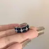 Anillo de Tela de Aleación, Anillo Abierto Minimalista de Mezclilla con Estrella de Cuatro Puntas para Mujer, Anillo Único de Diseño de Nicho para Dedo Índice