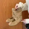 Botines de Moda Botas de Media Caña para Mujer 2026 Novedades de Verano Nudo de Lazo Slip-On Botas que Aumentan la Altura Sandalias Versátiles de Punta Redonda