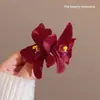 Novo Grampo de Cabelo Flor Vermelha Chinesa Simulada Beleza Desejo Puro Grampo Bico de Pato Feminino Atmosfera Grampo para Franja Lateral Adorno de Cabeça