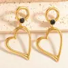 Nuevos Pendientes Huecos Simples en Forma de Corazón Estilo Comercio Exterior, Clavos Redondos de Aleación, Pendientes Elegantes de Lujo Ligero