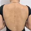 Colar Trendy de Pérolas e Lantejoulas Europeu e Americano Transfronteiriço para Mulheres, Corrente Longa Simples de Metal, Joia de Corrente para Costas Sexy