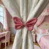 Corbata de cortina con lazo de Princesa Fugitiva Rosa Terciopelo Lazo 3D Decoración de Ventana para Habitación de Princesa Corbata