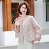 Ropa de moda y elegante para madre de primavera y otoño, nuevo abrigo de estilo chino con cierres de botón, estilo corto, ropa de otoño para mujeres de mediana edad y mayores, top moderno de estilo nacional