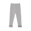 Ropa para niños: Leggings de alta elasticidad para bebés niñas con puños volantes, modelo primavera-verano 2026, pantalones largos de algodón suave para niños con ribete de encaje