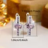 Pendientes de Diamante Blanco con Borde de Diamante Morado Ovalado Transfronterizos Moda Europea y Americana Lujo Ligero Diseño de Nicho Joyería de Alta Gama para Mujeres