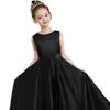 Roupa Preta de Performance para Piano Infantil Vestido de Performance para Orquestra Estudantil Moda Saia Longa de Cetim para Competição de Violino