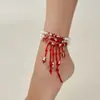 Collar Creativo Transfronterizo Europeo y Americano de Halloween con Borlas Goteando Sangre Estilo Gótico Collar para Clavícula con Perlas de Imitación Manchadas de Sangre