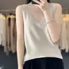 Chaleco de punto fino para mujer, color liso, sin mangas, con tirantes básicos, corte holgado, casual, de lana peinada