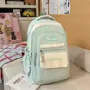 Mochila Nueva de Alta Capacidad Estilo Ins Ligera de Moda Bloqueo de Color Versátil para Chicas de Secundaria y Preparatoria