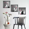 Pegatinas de Pared Personalizadas de Plantas Verdes en Maceta, Plantas Verdes y Flores en Maceta Tridimensional 3D Tríptico Arte Decorativo de Pared, Contáctenos para Consulta