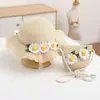 Chapéu de Sol com Proteção Solar para Viagem de Verão para Meninas Chapéu de Palha de Pescador com Florzinha Bonita Chapéu de Praia para Foto na Beira-Mar Infantil