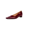 Sapatos de Salto Bloco Quadrados Minimalistas e Atemporais em Três Cores, Sapatos de Moda Baixos, Novos Sapatos Versáteis de Couro Envernizado de Salto Baixo para Trabalho