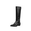 Suela Silenciosa Simple y Cómoda Ropa de Trabajo Estilo Coreano Botas de Caballero 2025 Gruesas de Tacón Bajo Punta Fina Piel de Vaca Versátiles Botas Altas para Mujer